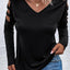 Black Cold Shoulder Cut out Long Sleeve Top