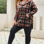 Fiery Red Plus Size Plaid Kangaroo Pocket Drawstring Hoodie