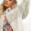 White Fringe Trim Plus Size Suede Shacket