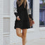 Black Striped Leopard Patchwork Long Sleeve Mini Dress