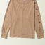 Khaki Solid Color Button Decor Dolman Sleeve Top