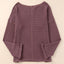 purple Waffle Knit Loose Long Sleeve Top