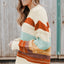 Crew Neck Drop-shoulder Striped Color Block Sweater