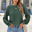 Green Lace Long Sleeve Textured Pullover