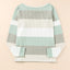 Red Striped Colorblock Ribbed Knit Top with Pocket