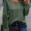 Green Crochet Lace Patch Raglan Sleeve Top