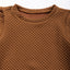 Brown Solid Color Quilted Puff Sleeve Pullover Sweatshirt