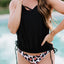 Leopard Tankini with Stripes Patchwork