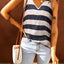 Red Striped V Neck Tank Top