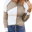 White Irregular Color Block Seaming Trim Rib Knit Top