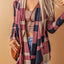 Draped Open Front Plaid Cardigan