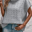 Medium Grey Cable Knit Turtleneck Batwing Sleeve Sweater