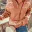 Pink Geometry Knit Quarter Zip Sweater