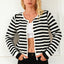 Black Contrast Striped Print Cardigan