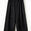 Black Shirred High Waist Plus Size Wide Leg Pants