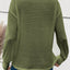 Jungle Green Textured Knit V Neck Button Cuffs Long Sleeve Top