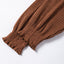 Chestnut Ribbed Knit Drop Shoulder Ruffled Sleeve Textured Top