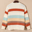 Crew Neck Drop-shoulder Striped Color Block Sweater