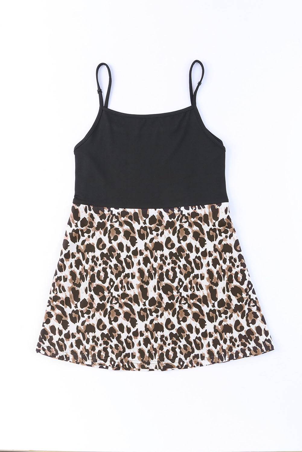 Leopard Patchwork Spaghetti Strap Tank Top