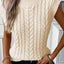 Oatmeal Cable Knit High Neck Sweater Vest