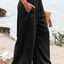 Black Shirred High Waist Plus Size Wide Leg Pants