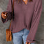 purple Waffle Knit Loose Long Sleeve Top