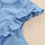 Sky Blue Ruffle Trim Soft Lightweight Sleeveless Shirt