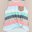 Multicolor Sequin Pocket Patchwork Striped Tank Top