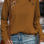 Apricot Quilted Buttoned Neckline Stand Neck Pullover Sweatshirt