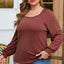 Gold Flame Square Neck Plus Size Knit Top