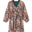 Brown Geometric Print Long Sleeve Surplice Flowy Dress