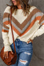 Black Chevron Striped Drop Shoulder Sweater