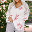 White Floral Print Lightweight Knit Hooded Sweater