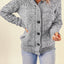 Dark Gray Long Sleeve Button-up Hooded Cardigans