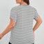 White Stripe V Neck Petal Sleeve Plus Size T-Shirt