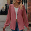 Waffled Knit Lace Long Sleeve Buttoned Cardigan