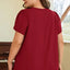 Red Dahlia Keyhole Pleated Crew Neck Plus Size T Shirt