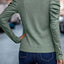 Khaki Buttoned Puff Long Sleeve Sheath Top