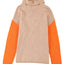 Clay Red Color Block Turtle Neck Drop Shoulder Knit Sweater