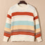 Crew Neck Drop-shoulder Striped Color Block Sweater