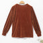 Chestnut Half Zip V Neck Ribbed Velvet Top