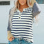 Long Sleeve Stripe Button Henley Top