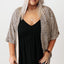 Khaki Plus Size Leopard Print Half Sleeve Open Front Cardigan