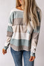 Red Striped Colorblock Ribbed Knit Top with Pocket