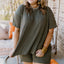 Moss Green Plus Size Rib Knit Short Sleeve Top and Shorts Set