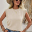 Beige Solid Textured Batwing Sleeve Crew Neck T Shirt