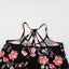 Black Floral Spaghetti Straps Strappy Back Tank Top