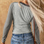 Brown Expose Seam Color Block Ribbed Knit Top