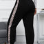 Black Plus Size Contrast Leopard Side Panel Joggers