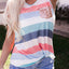 Multicolor Sequin Pocket Patchwork Striped Tank Top